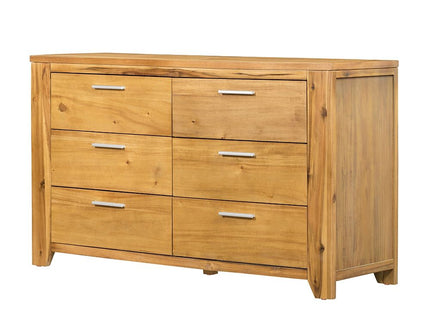 6 Drawer Dresser - Natural Wood / Brown