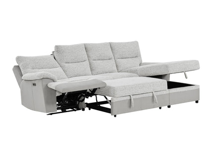 Sectional Sofa With Power Recline, USB Charging, And Storage Chaise - Gray