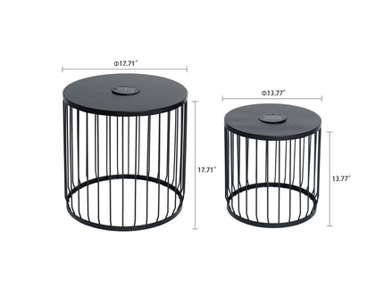 Solar Powered Nesting Side Table Set - Black