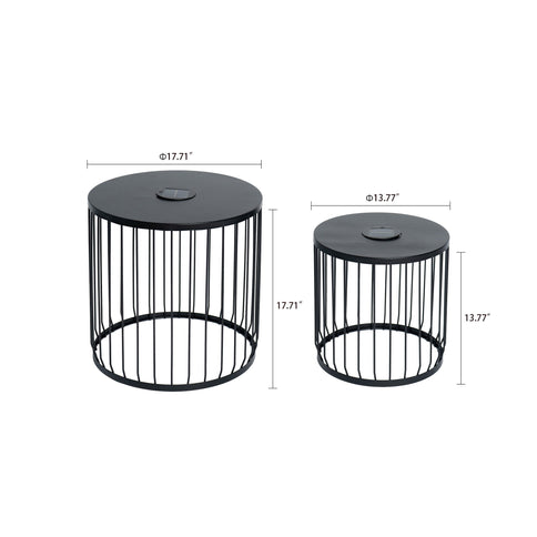 Solar Powered Nesting Side Table Set - Black