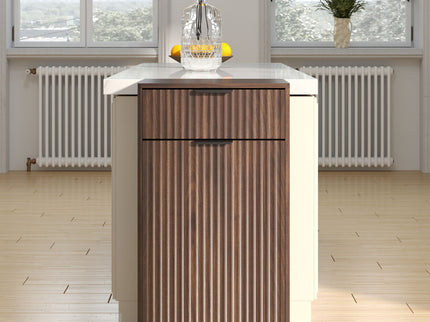 Tilt Out Trash Can Cabinet With Wave Textured Drawer & Pull Out Bin