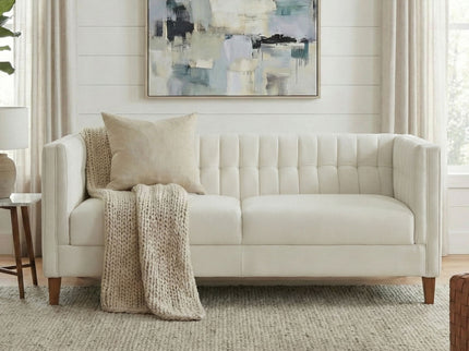 Modern 3 Seater Sofa, Upholstered Couch With Curved Armrests