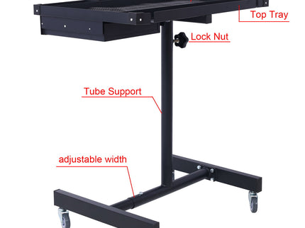 Adjustable Tear Down Work Table With Drawer For Garages, Repair Shops, And Diy, Portable, (4) 2.5" Swivel Casters, 220 Pound Capacity, Rubber Corners, Heavy Duty Steel