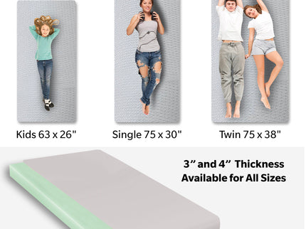 Memory Foam Camping Mattress Foldable, Portable With Water Resistant Cover - Gray