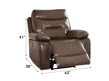 Aashi - Leather Gel Match 3 Piece Recliner Living Room Set - Brown