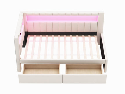 Upholstered Platform Bed With USB Ports And LED Belt