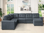 Dark Gray / 7 Seater Sectional Sofa With Ottoman (Reversed)