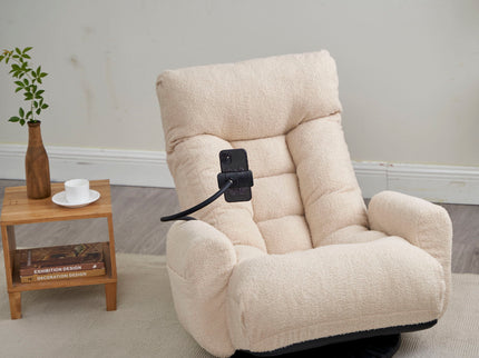 Adjustable Swivel Lounge Chair With 360 Degree Rotating Seat And Headrest Support