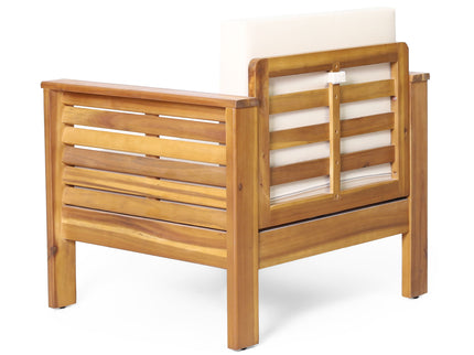 Acacia Wood Loveseat And Coffee Table Set With Cushions