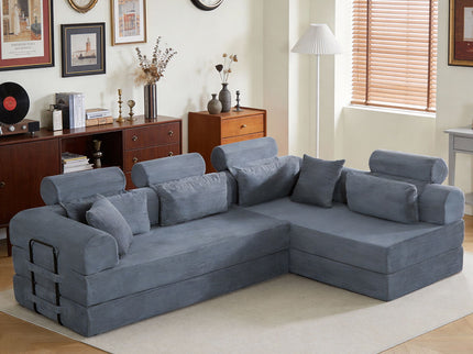 Modern L-Shape Modular Sectional Sofa, Compressed Design