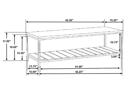 Foundry - Accent Bench With Slat Shelf - Natural