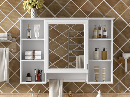3 In 1 Modern Bathroom Mirror Cabinet With Adjustable Shelf, Soft Close Door, High Definition Mirror & Towel Bar