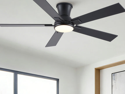 Low Profile Flush Mount Intergrated LED Ceiling Fan With Light And Reversible Quiet Motor