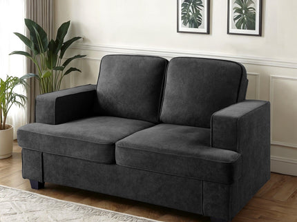 Modern Loveseat, Comfortable 2 Seater Couch With Deep Seating, Loose Back Cushions, Wide Arms