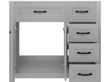 Modern Bathroom Vanity With Sink, Freestanding Design With Drawers And Doors