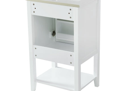 Modern Bathroom Vanity With Sink, Soft-Closing Door And Open Shelf
