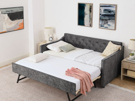 Daybed With Pop Up Trundle And USB Charging Armrest