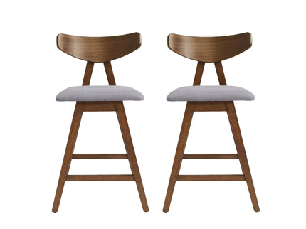 Mid Century Modern Counter Stool With V Shape Frame And Upholstered Seating