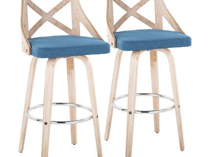 Charlotte - Farmhouse Fixed Height Bar Stool With Swivel And Round Footrest (Set of 2)