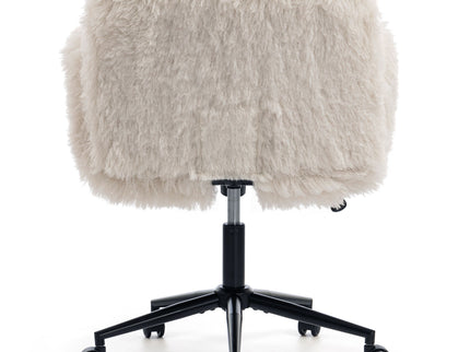 Swivel Chair With Adjustable Armrests And Wheels For Home Office - Beige