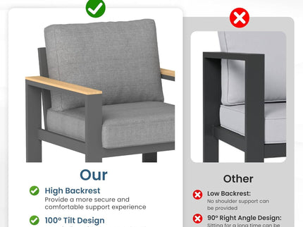All Weather Swivel Patio Dining Chairs With Cushions - Gray