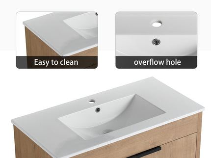 Freestanding Bathroom Vanity With Sink And Storage Cabinets, Soft Closing Doors