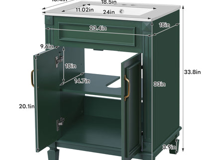 Bathroom Vanity With Top Sink, Cabinet With 2 Soft Closing Doors