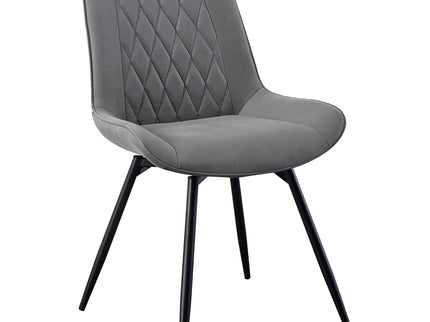 Vellux - 5 Piece Round Dining Table Set With Concrete Top Upholstered Chairs - Gunmetal