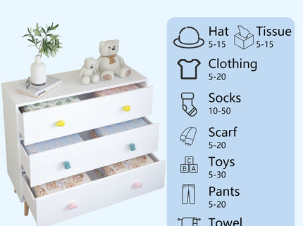 3 Drawer Dresser, Storage Cabinet With Anti Tip Safety