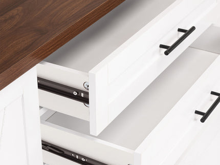 Barn Door Storage Cabinet With 2 Drawers & Door Rack, Adjustable Shelves
