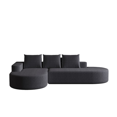Modern Curved Sofa, L-Shaped Modular Sectional Set With 3 Pillows