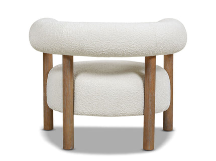 Fuji - Mid Century Modern Barrel Accent Arm Chair - Ivory White