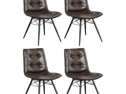 Back Dining Chairs With Button Tufting (Set of 4) - Brown