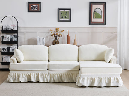 Cloud Sofa With Removable Ruffled Skirt With Ottoman And Flared Arms