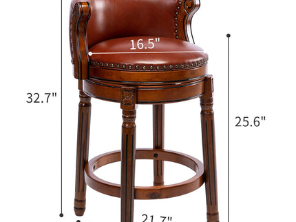 Cow Top Leather Wooden Bar Stools Box - Brown / Blue