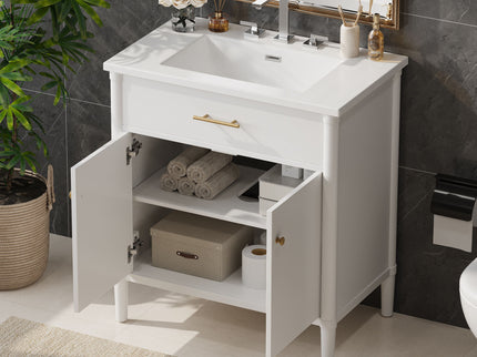 Bathroom Vanity With Sink, Soft Close Doors And Adjustable Shelf