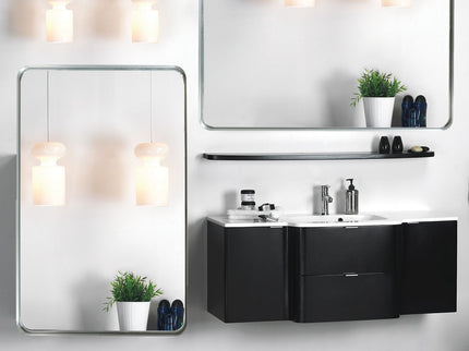 Rounded Corner Rectangle Bathroom Mirror For Wall Metal Frame Wall Mounted Bathroom Mirror Vanity Bathroom Mirror (Horizontal & Vertical)
