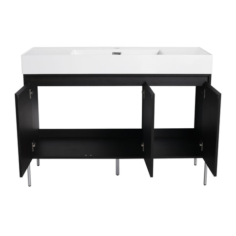 Freestanding Bathroom Vanity With Resin Sink And Storage Cabinet