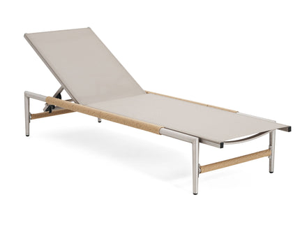 Hargrove - Outdoor Patio Aluminun Chaise Lounge, Outdoor Mesh Seat - Natural / Silver