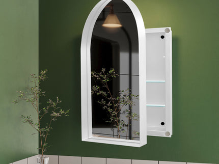 Arched Recessed Medicine Cabinet, Metal Framed Bathroom Wall Cabinet With Mirror And Adjustable Shelves, Wall Mirror With Storage For Bathroom