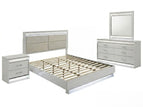 White / 4 Pc. Bed, Nightstand, Dresser, Mirror / Queen