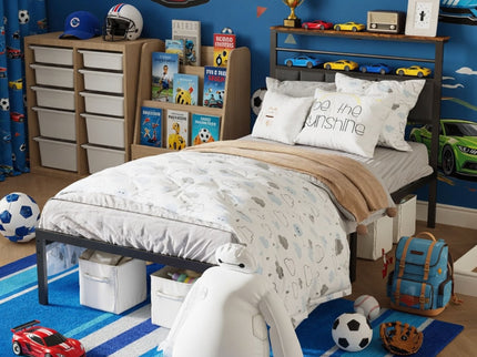 Platform Bed Frame With Charging Station & Headboard Storage