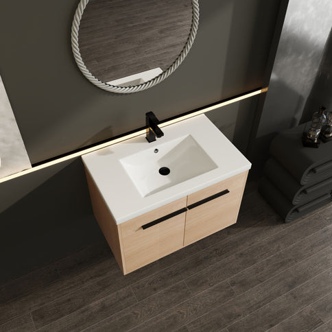 Bathroom Vanity Set With Resin Countertop Sink, 2 Doors