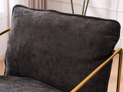 Upholstered Hanging Armchair With Arm Pocketsmetal Frame (Set of 2), Plated Craftsmanship, Crushed Foam Cushions And Skin-Friendly Woven Fabric For Living Room And Bedroom
