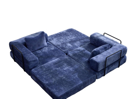Convertible Floor Sofa Bed With Pillow Back Support Armrest