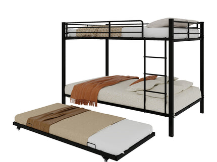 Bunk Bed For Kids, Convertible Frame With Ladders & Guardrail
