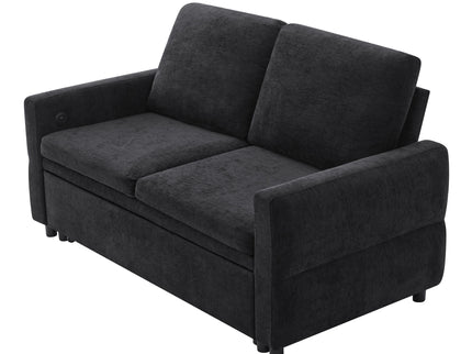 Convertible Sofa Bed Loveseat With Adjustable Backrest And USB Ports