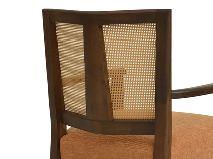Mid Century Modern Arm Dining Chair Set With Rattan Backrest
