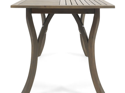 Transitional Acacia Wood Dining Table With Slat Panel Top - Gray