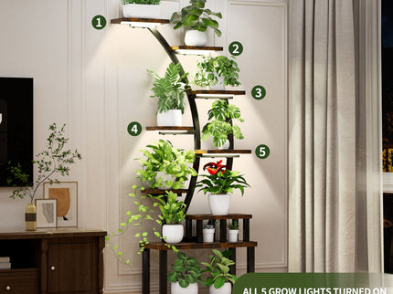 9 Tiered Indoor Plant Stand With 5 Adjustable Grow Lights